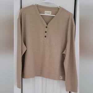 Reel Life Tan Waffle Knit Long Sleeve Shirt